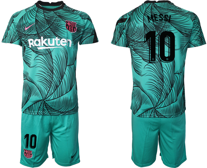 Men 2021 Barcelonagreen training suit #10 New soccer jerseys